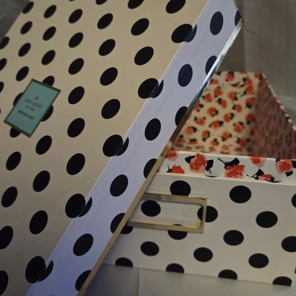 Kate Spade New York Polka Dot Nesting Storage Box Floral Interior Desk Organizer